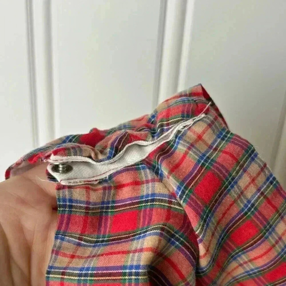 Pique Red Plaid Christmas romper Button snap Gingham 1 year / 12M Tartan Holiday - Picture 10 of 10